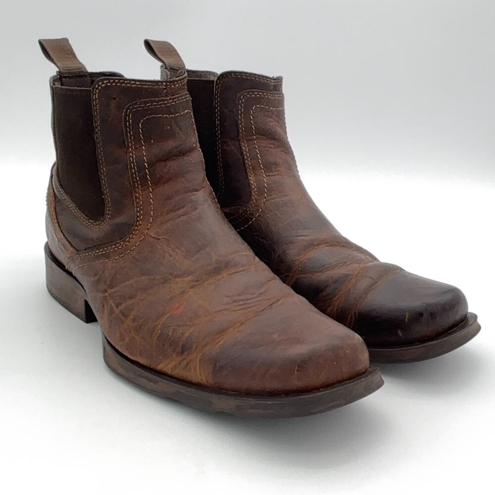 Ariat Booker Chelsea Wide Square Toe Boot Men 11EE Brown Leather Western
